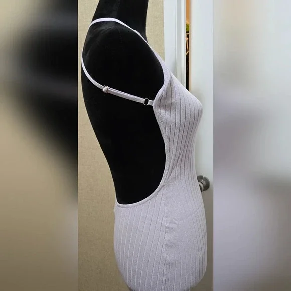 Sexy Ribbed Halter Neck Criss-Cross Back Midi Dress #434-436 - Picture 10 of 11